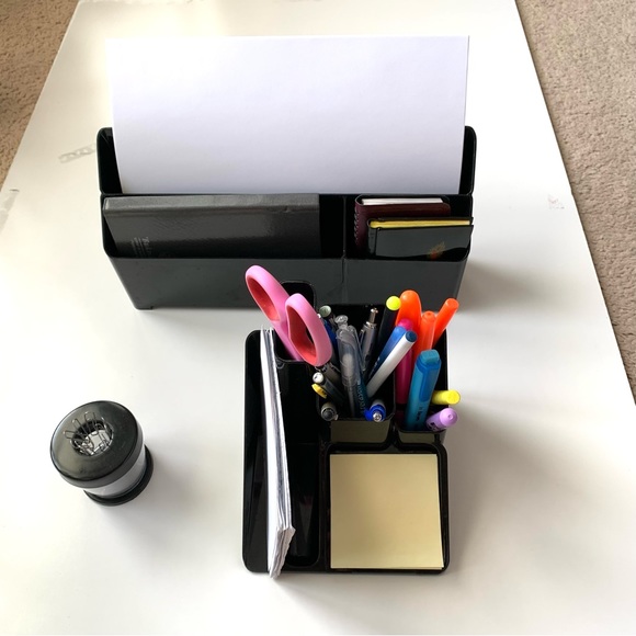 Set of 3 Office Desk Stationary Black - Picture 1 of 8